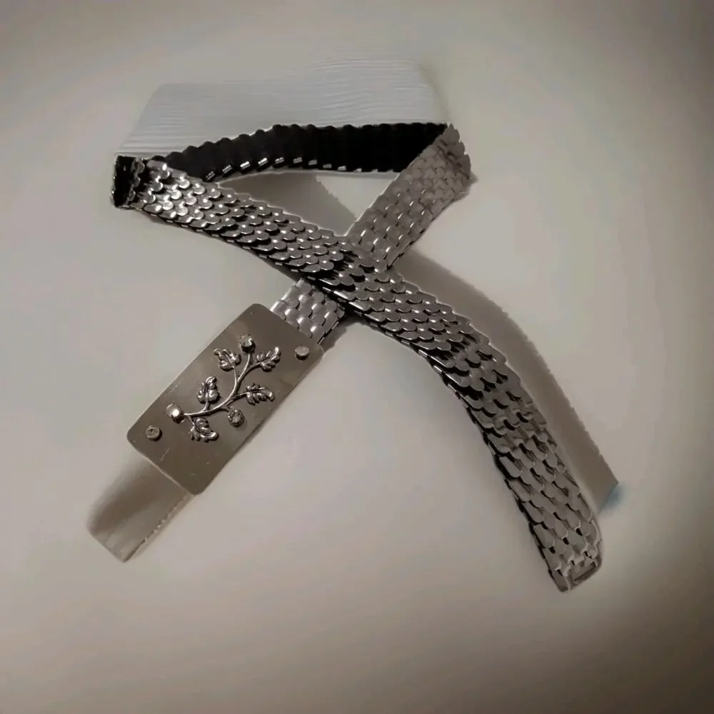 Vintage Silver Metal Stretch Belt, Rhinestones Decor Listing Ends On June 30th